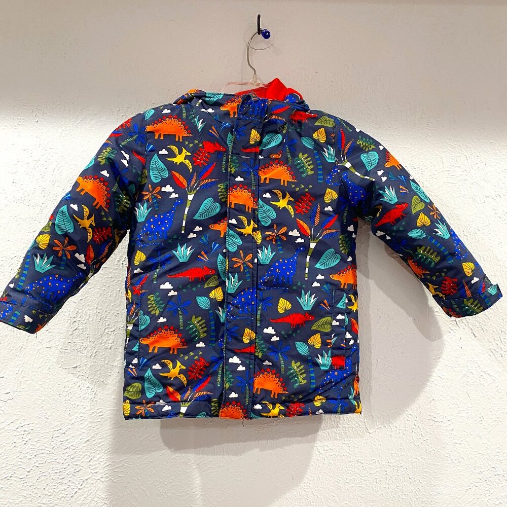 The Children's Place Navy Dino Print Midweight Microfleece Lined Parka Jacket